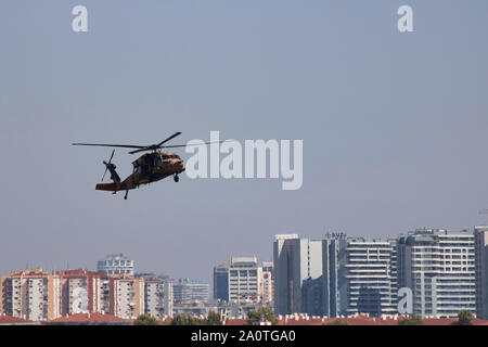 Istanbul, Turkey - September-18,2019: Sikorsky Attack helicopter was shot at Atatürk airport. Teknofest 2019 Stock Photo