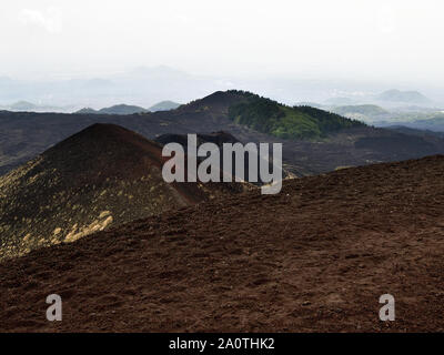 Picture taken from Silvestri crater on the southern slope of the Etna volcano. Stock Photo