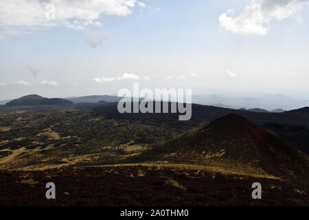 Picture taken from Silvestri crater on the southern slope of the Etna volcano. Stock Photo