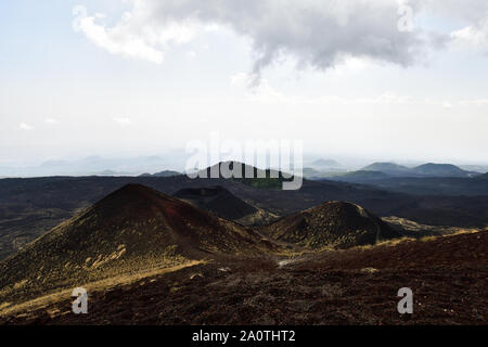 Picture taken from Silvestri crater on the southern slope of the Etna volcano. Stock Photo