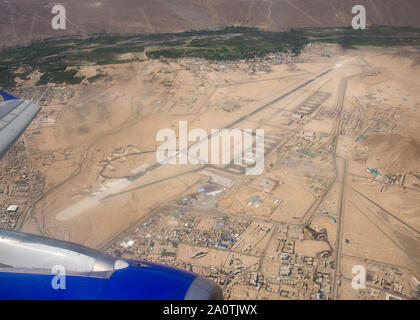 aerial view at landscape and airport from Leh, Ladakh, India Stock Photo