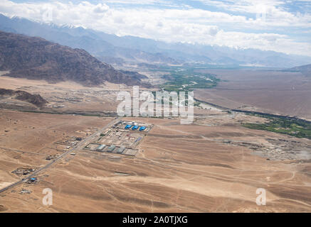 aerial view at landscape and airport from Leh, Ladakh, India Stock Photo