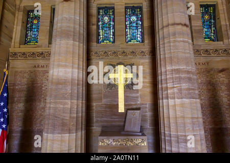 Interior of the Chapel in the American Section of the Military Cemeteries at Brookwood Cemetery, Pirbright, Woking, Surrey, southeast England, UK Stock Photo