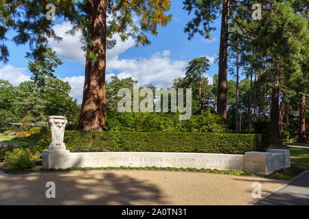 Entrance to the American Military Cemetery in the Military Cemeteries at Brookwood Cemetery, Pirbright, Woking, Surrey, southeast England, UK Stock Photo