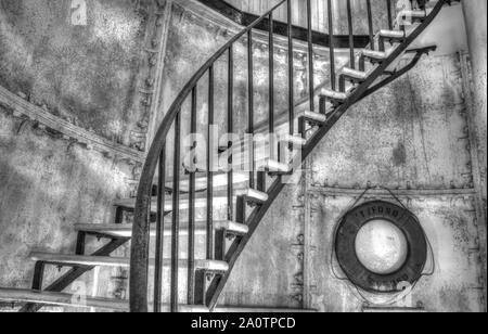 The spiral staircase leading up to the top of Gibbs Hill Lighthouse in Bermuda.stair Stock Photo