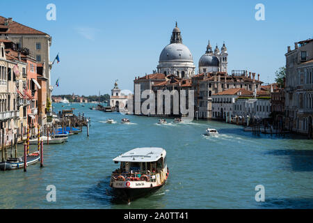 View from Ponte dell'Accademia over the Grand Canal towards Basilica di Santa Maria della Salute Stock Photo