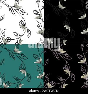 Beautiful invitation with flowers. Vector floral background. Abstract template. Beautiful seamless vector floral pattern background, exotic print Stock Vector