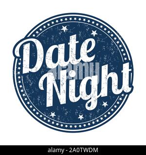 Date night sign or stamp on white background, vector illustration Stock Vector