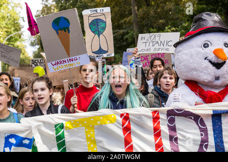 Berlin, Germany 9/20/2019 Young People Take to Streets in a Global Strike Protesting Climate Change. Fridays For Future Demonstration In Berlin. Stock Photo