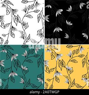Colorful nature background. Vector bright background. Vector flower plants. Seamless pattern. Seamless fabric texture. Decorative floral pattern Stock Vector
