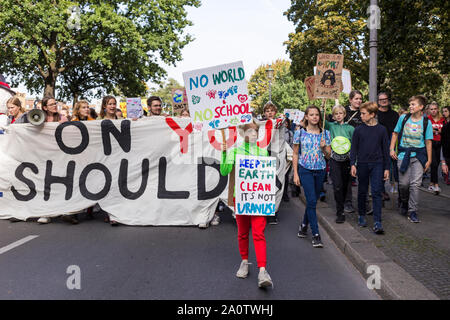 Berlin, Germany 9/20/2019 Young People Take to Streets in a Global Strike Protesting Climate Change. Fridays For Future Demonstration In Berlin. Stock Photo