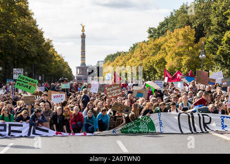 Berlin, Germany 9/20/2019 Young People Take to Streets in a Global Strike Protesting Climate Change. Fridays For Future Demonstration In Berlin. Stock Photo