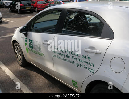 Taunton Deane white team car, West Somerset and Taunton District Council, town centre, Taunton, Somerset , England, Stock Photo