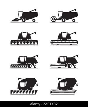 Combine harvester in different perspective - vector illustration Stock Vector