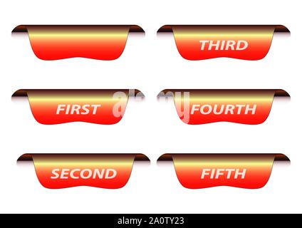 Numbered red metallic tabs - vector file Stock Vector