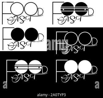set of art logos of fast food from a combination of letters Stock Vector