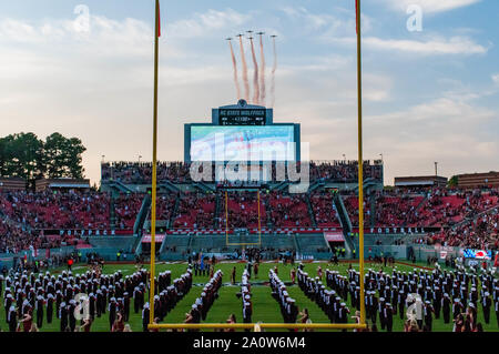 Raleigh, North Carolina, USA. 21st Sep, 2019. Sept. 21, 2019 - Raleigh, N.C., USA - Pre-game festivities during Saturday's game between the NC State Wolfpack and Ball State Cardinals. The Wolfpack defeated the Cardinals, 34-23. Credit: Timothy L. Hale/ZUMA Wire/Alamy Live News Stock Photo