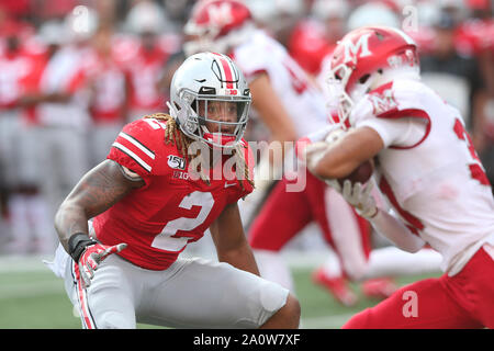 Ohio State Buckeye's Chase Young looks to make a play against the Miami Redhawks Saturday, September 21, 2019 in Columbus, Ohio.    Photo by Aaron Josefczyk/UPI Stock Photo