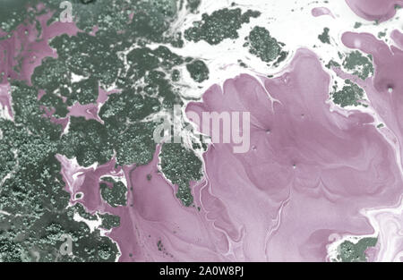 Abstract fantasy blue, green and pink wavy texture. Swirly fractal background. Digital art. 3D rendering. Stock Photo