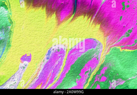 Acrylic marbling painting. Hand drawing. Fragment of artwork. Pansy close up. Stock Photo