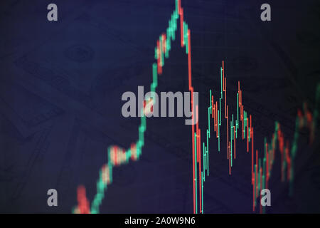 Stock market business graph chart on digital screen.Forex market, Gold market and Crude oil market . Stock Photo