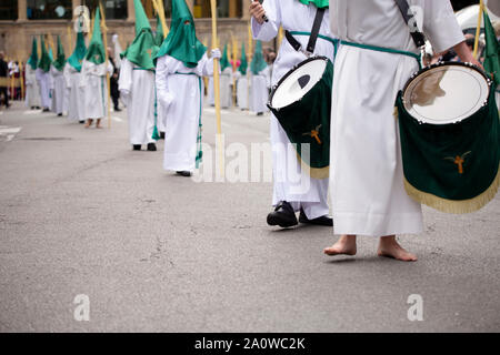 Drummers in a procession. Holy Week. Stock Photo