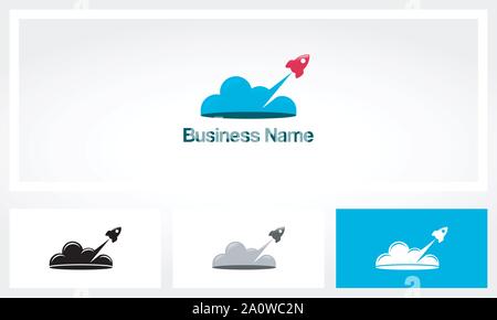 Rocket Cloud Fly Logo Stock Vector