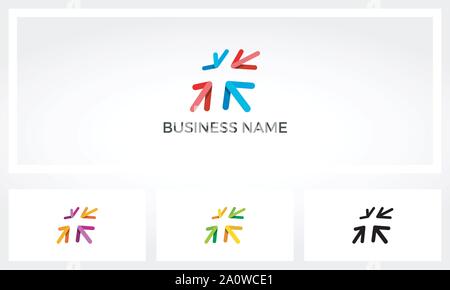 Arrow Center Plus Cross Logo Stock Vector