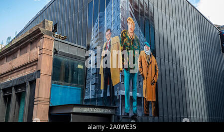 EMBARGOED TO 0001 ON MONDAY SEPTEMBER 23 A mural depicting Del Boy, Rodney and Uncle Albert from Only Fools and Horses painted on the side of a building in Liverpool. The streets of the city have been transformed with bursts of colour as artists make their mark. Stock Photo