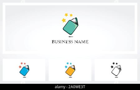 Book With Star Logo Design Stock Vector