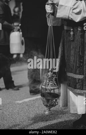 Close up of a censer in a procession, Holy Week Stock Photo