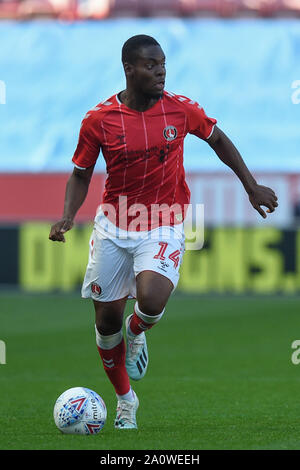 21st September 2019, DW Stadium, Wigan, England; Sky Bet Championship Football, Wigan Athletic vs Charlton Athletic ; Jonathan Leko (14) of Charlton Athletic in action during the game  Credit: Richard Long/News Images  English Football League images are subject to DataCo Licence Stock Photo