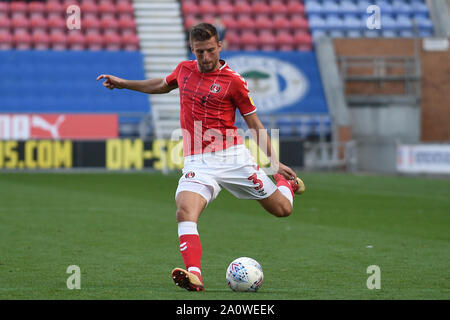 21st September 2019, DW Stadium, Wigan, England; Sky Bet Championship Football, Wigan Athletic vs Charlton Athletic ; Ben Purrington (3) of Charlton Athletic in action during the game  Credit: Richard Long/News Images  English Football League images are subject to DataCo Licence Stock Photo