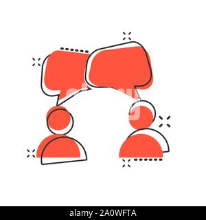 Speak chat sign icon in comic style. Bubble dialog vector cartoon illustration on white isolated background. Team discussion button business concept s Stock Vector