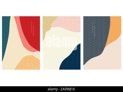 Abstract background with Japanese pattern vector. Curve template with geometric elements. Stock Photo