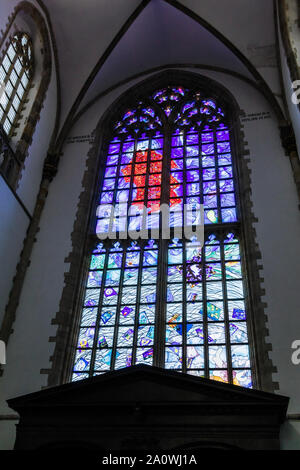 Stained glass window Peace & Harmony, by Michel van Overbeeke in the St. Bavo Church, Haarlem Stock Photo