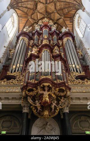 The organ of the Sint-Bavokerk (the Christiaan Müller organ), Haarlem Stock Photo