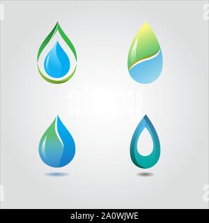 Water Drop Liquid Clean Eco-friendly  Logo Icon Symbol template - eps 10 vector Blue Green Stock Vector