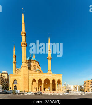 Mohammad Al-Amin Mosque with four minarets in the center of Beirut, Lebanon Stock Photo