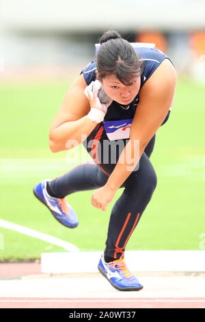 Osaka, Japan. 21st Sep, 2019. Chihiro Shigeyama Athletics : The 67th All Japan Industrial Athletics Championship, Women's Shot Put Final at Yanmar Stadium Nagai in Osaka, Japan . Credit: Naoki Nishimura/AFLO SPORT/Alamy Live News Stock Photo