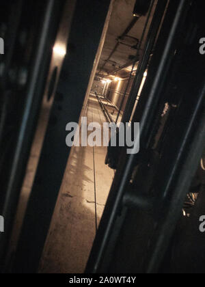 View of an elevator hole from below Stock Photo