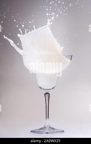an isolated cocktail glass with milk sketch Stock Photo