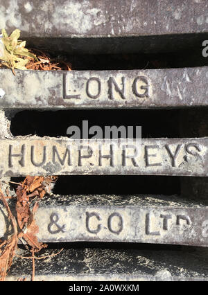 Long John Humphreys drain cover. Could illustrate long service by John Humphrys on the BBC despite the spelling of the name slightly differently. UK (stokm) Stock Photo