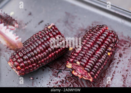 Close-up view of the purple corn. Stock Photo