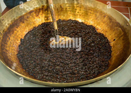 Close-up of the tapioca ball with brown sugar. It is the ingredients for making  pearl milk tea or bubble milk tea. Stock Photo
