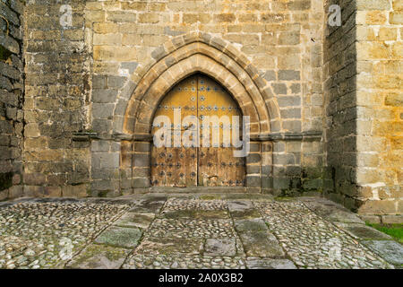 Door of the Main Church of the Assumption of Our Lady, in the town of Barco de Avila, in the province of Avila Stock Photo