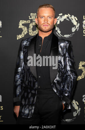 Los Angeles, CA - Sept 21, 2019: August Getty attends the Los Angeles LGBT Center's Gold Anniversary Vanguard Celebration 'Hearts Of Gold' at The Gree Stock Photo