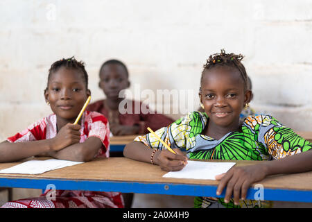 Educational Classroom in Typical African School in Bamako, Mali Stock Photo