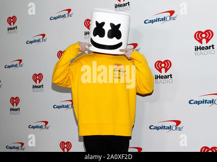 Marshmello arrives for the iHeartRadio Music Festival at the T-Mobile Arena in Las Vegas, Nevada on Saturday, September 21, 2019.  Photo by James Atoa/UPI Stock Photo