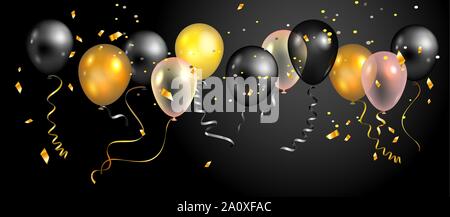 Color holiday white, gold and violet balloons. Holiday balloons and  confetti on bright background. Anniversary, celebration or party decoration  Stock Vector Image & Art - Alamy
